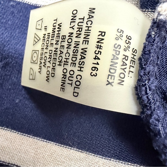 Calvin Klein Navy and White Striped Long Sleeve Wrap Dress - Picture 8 of 8